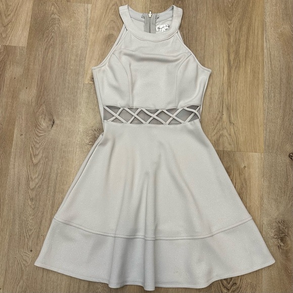 Honey and Rosie Silver Glitter Fit & Flare Mini Dress size S - Picture 1 of 8